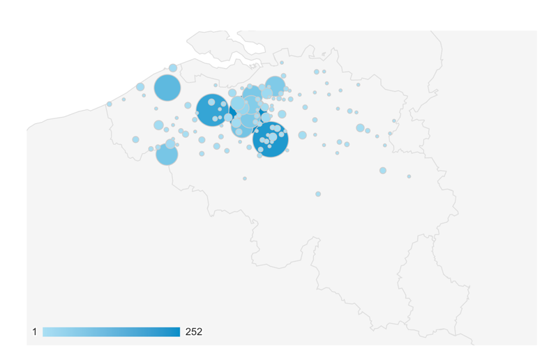 Screenshot in Google Analytics van een voorbeeld van een locatierapport