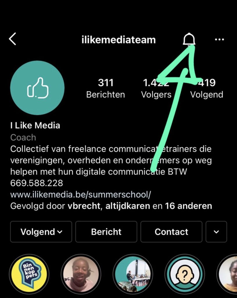 notificaties knop instagram aan november 2021